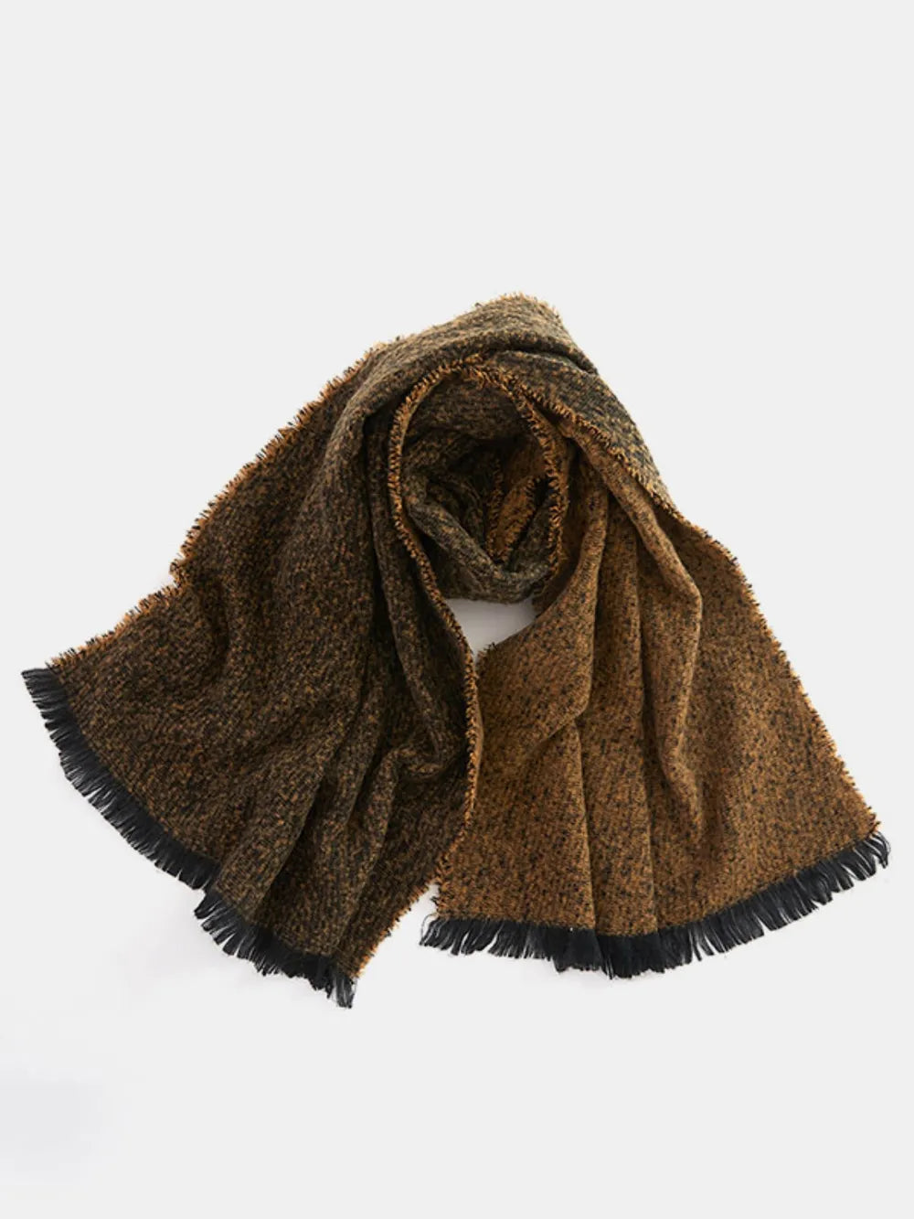 Raw Hem Heathered Polyester Scarf - Fashorio