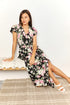 Perfee Floral Flutter Sleeve Tie-Waist Split Dress - Fashorio