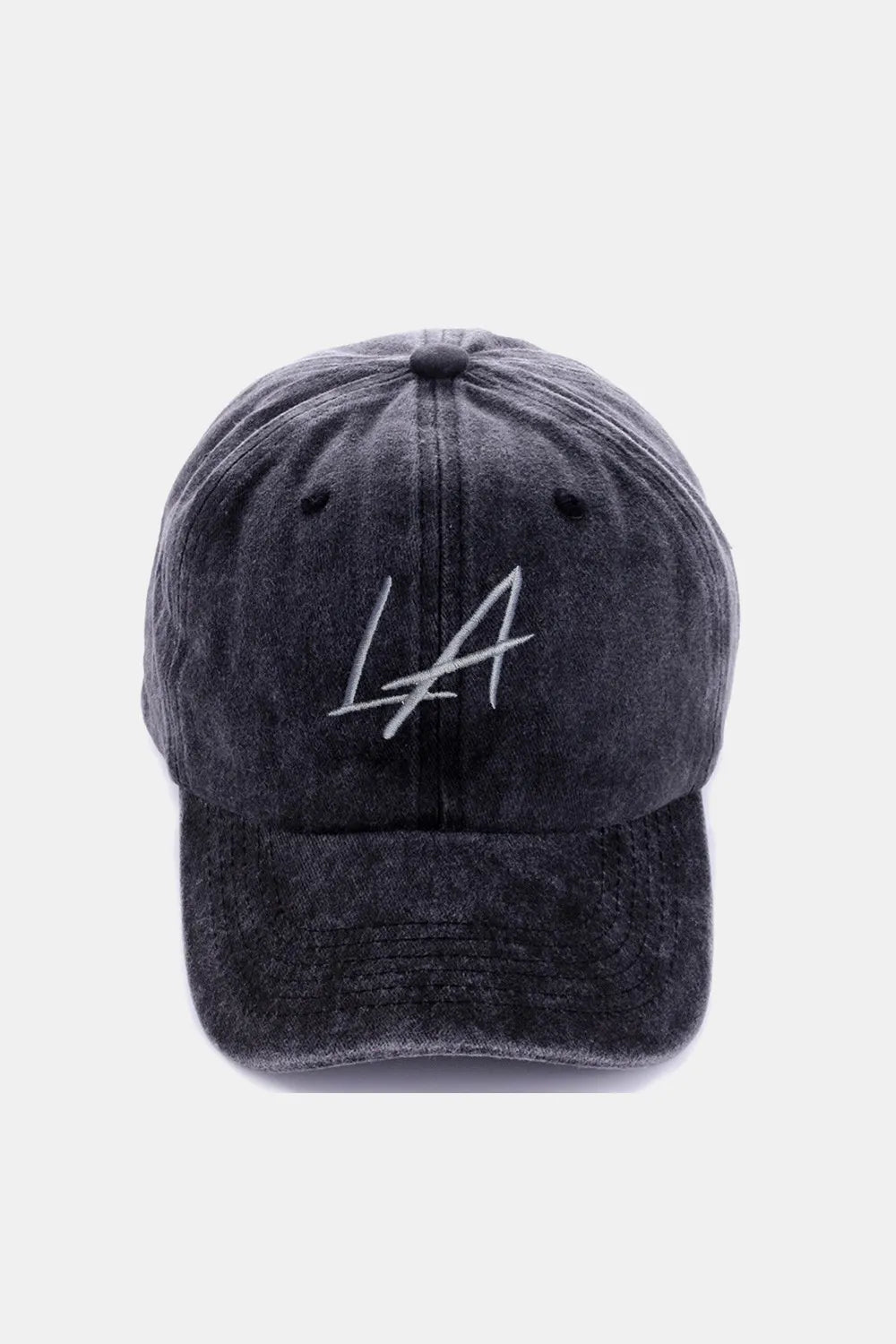 Zenana Washed Embroidered City Baseball Cap LA Black One Size - Fashorio