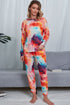 Shiny Tie-Dye Crewneck Top and Drawstring Waist Joggers Lounge Set - Fashorio