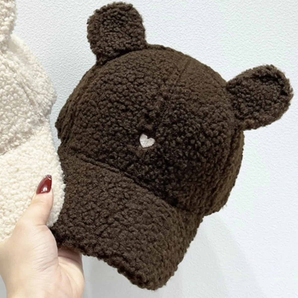 Cute Fluffy Bear Ears Winter Hat Brown One Size - Fashorio