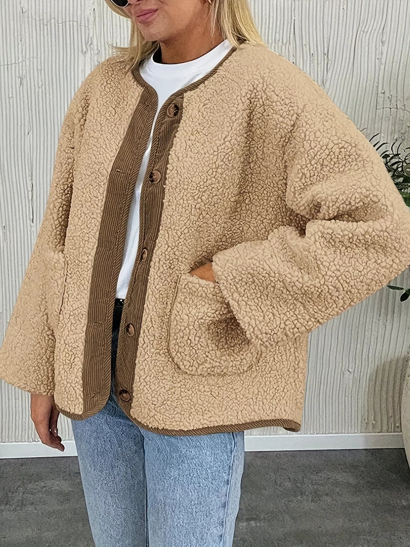 Sherpa Button-Up Outerwear - Fashorio