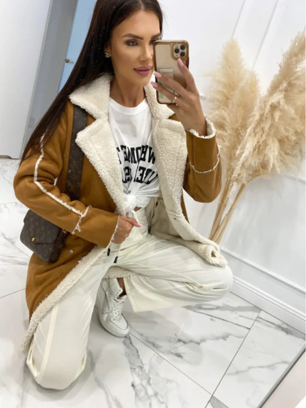 Lapel Collar Exposed Seam Buttoned Coat - Fashorio