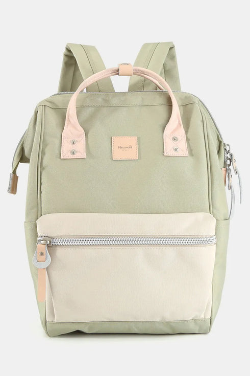 Himawari Water Resistant Canvas Backpack Bag with Side Pockets Cream L.Green One Size - Fashorio