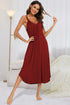 V-Neck Midi Lounge Dress Scarlet - Fashorio
