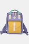 Himawari Contrast Waterproof Canvas Backpack Bag with Round Label Purple One Size - Fashorio