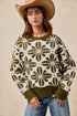 BiBi Flower Pattern Long Sleeve Sweater - Fashorio