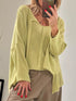 High-Low Drop Shoulder Sweater Chartreuse - Fashorio