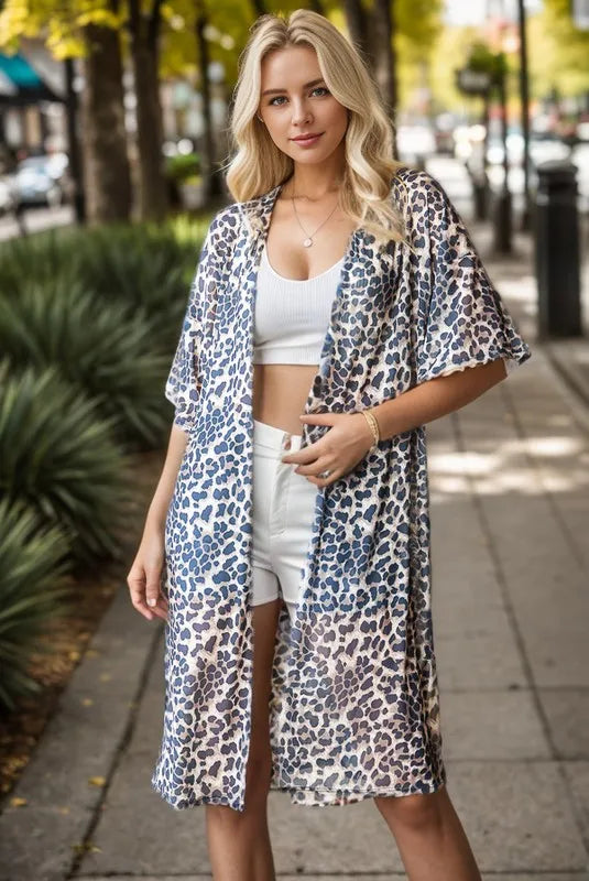 Heimish Full Size Leopard Open Front Cardigan Plus Size Taupe - Fashorio