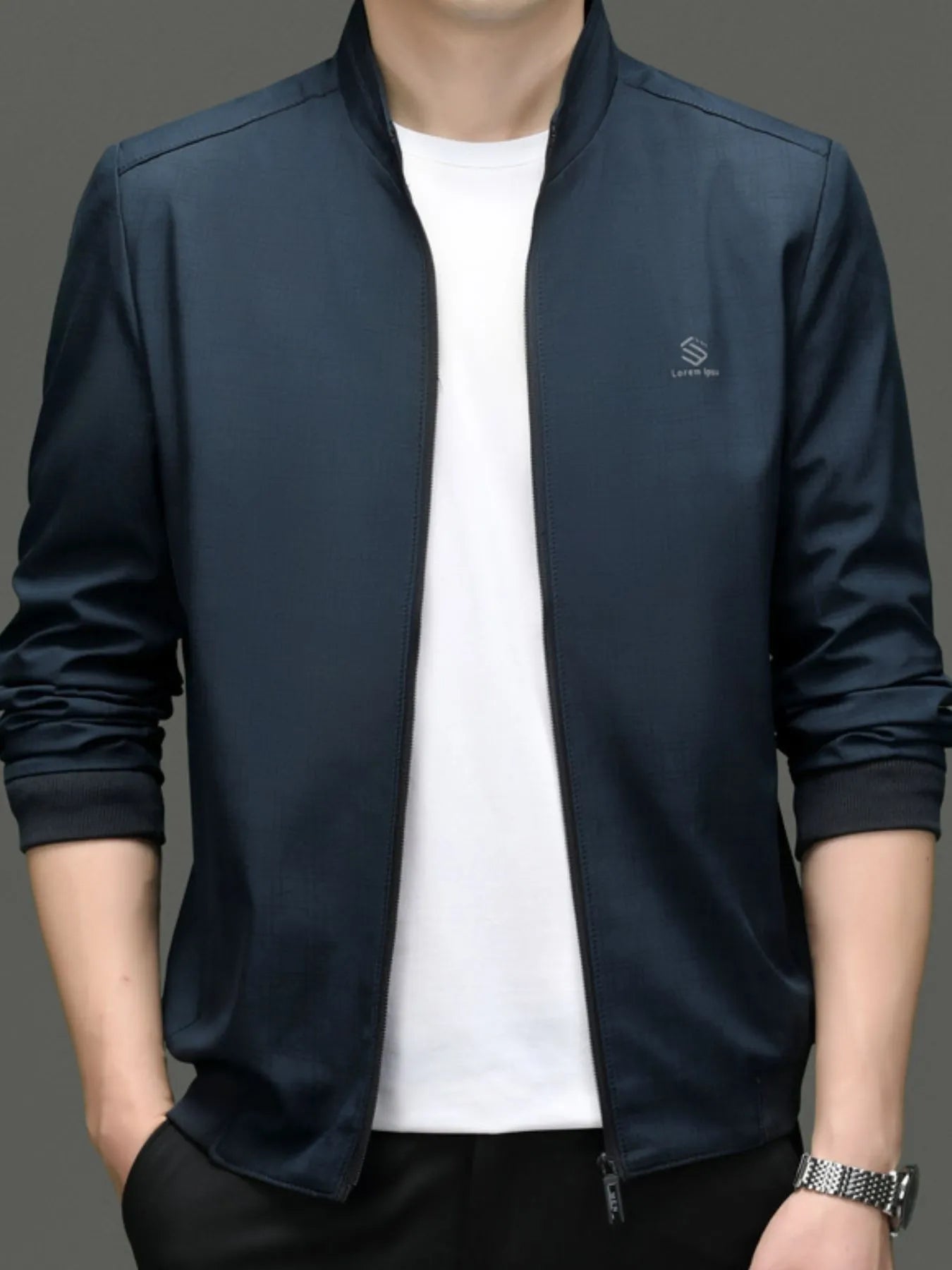 Men's Plus Size Zip Up Slim Fit Jacket - Fashorio