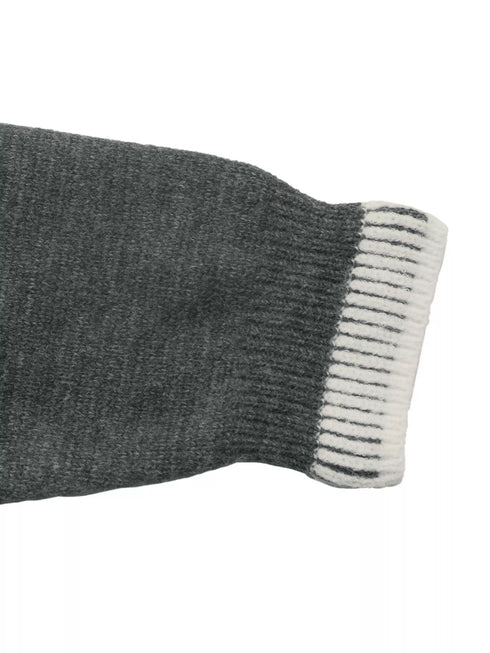 Contrast Trim Quarter Zip Hooded Sweater - Fashorio