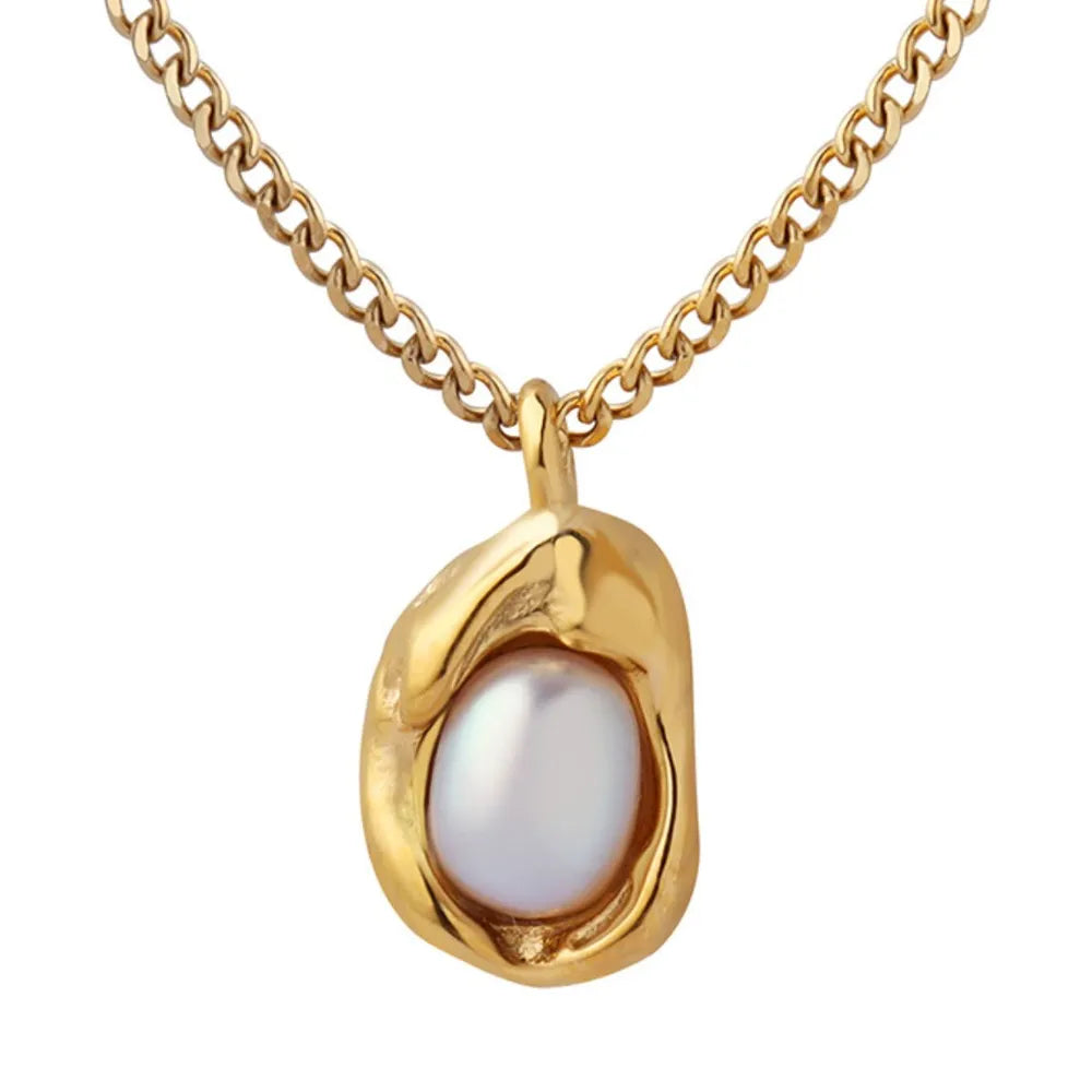 18K Gold-Plated Pearl Pendant Necklace - Fashorio
