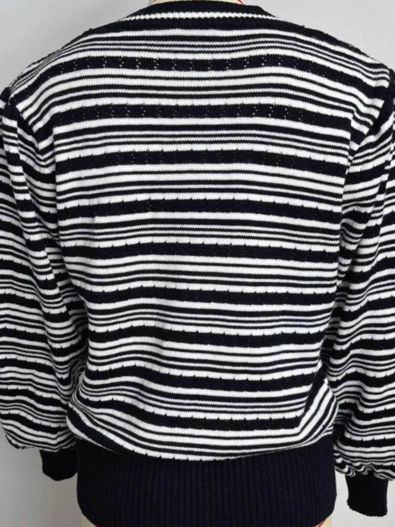 Striped V-Neck Tie-Front Cardigan - Fashorio