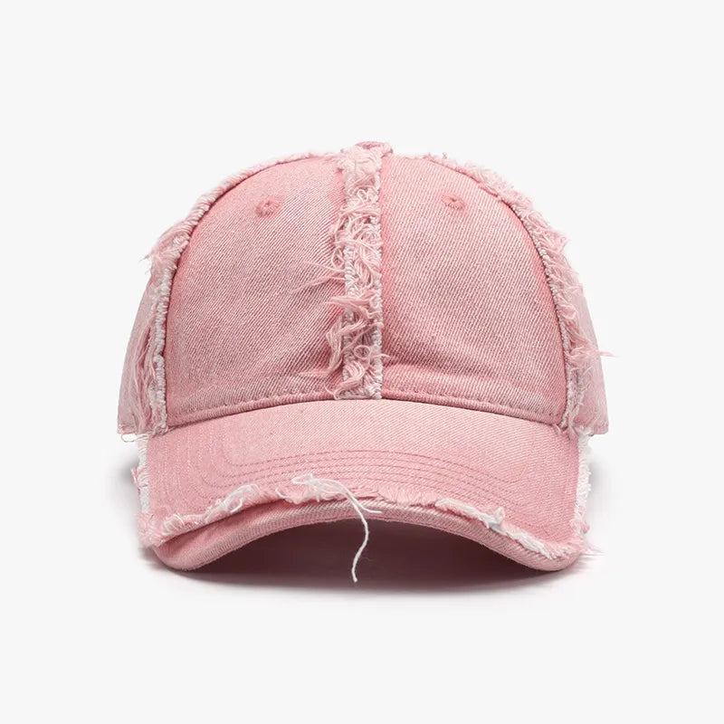 Raw Hem Cotton Baseball Cap Dusty Pink One Size - Fashorio