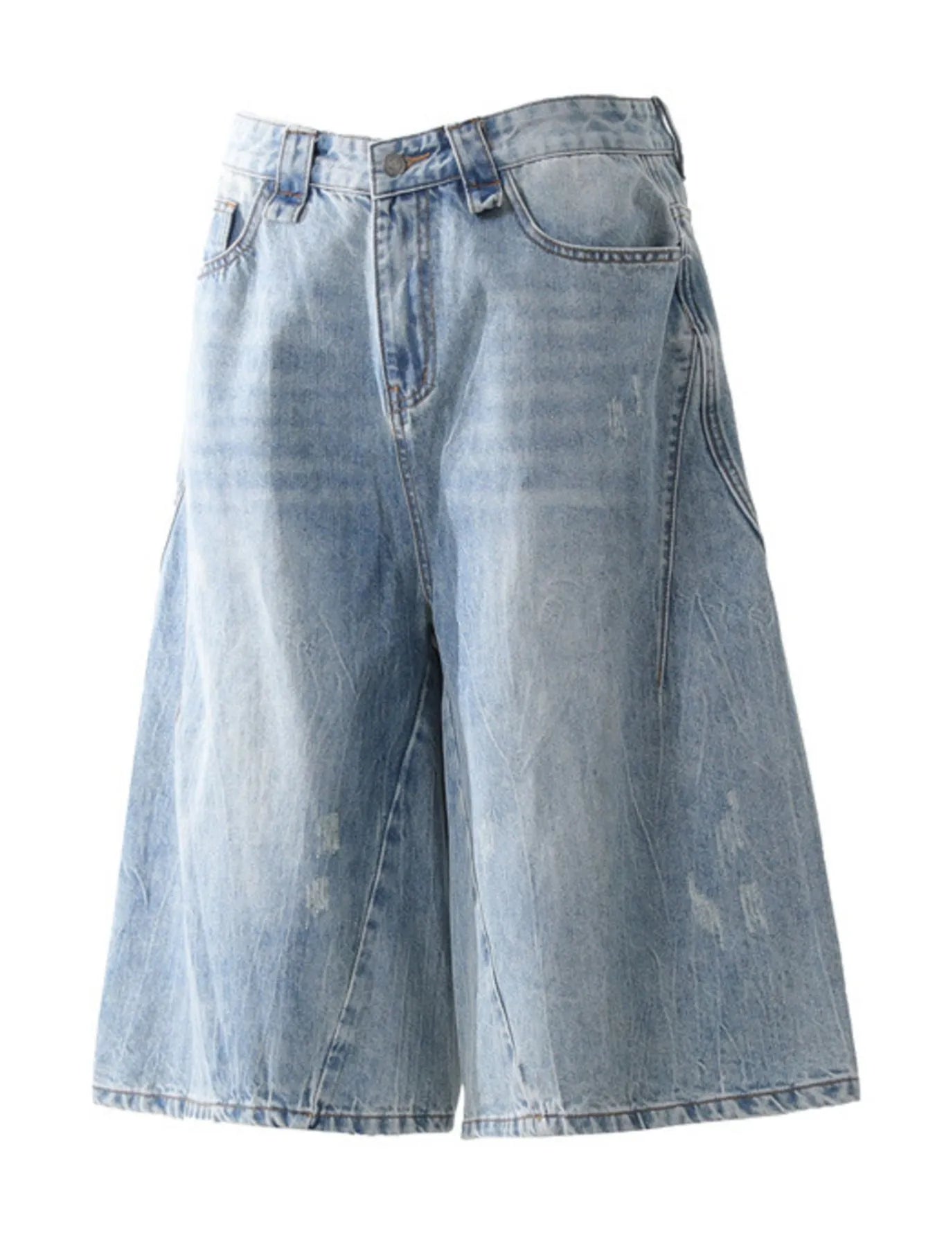 Men's Wide Leg Wash Denim Shorts - Fashorio