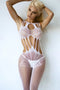 Yelete Cutout Crotchless Fishnet Bodystocking White One Size - Fashorio