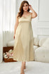 Plus Size Tie-Shoulder Midi Night Dress Pastel Yellow - Fashorio