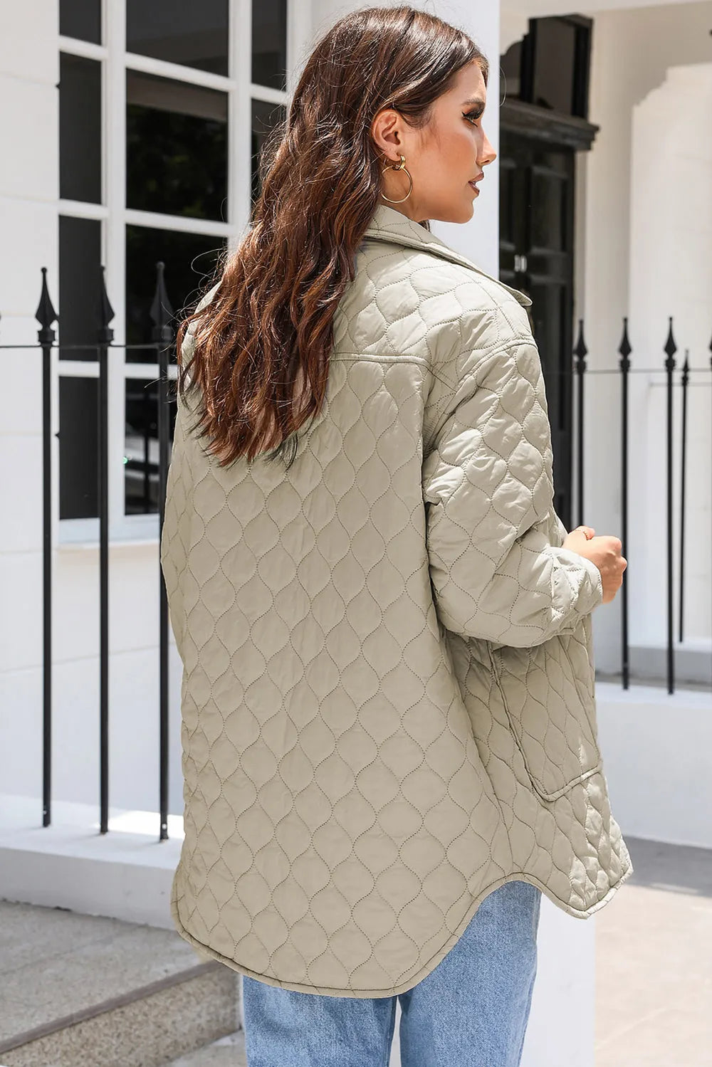 Snap Down Collared Winter Coat - Fashorio
