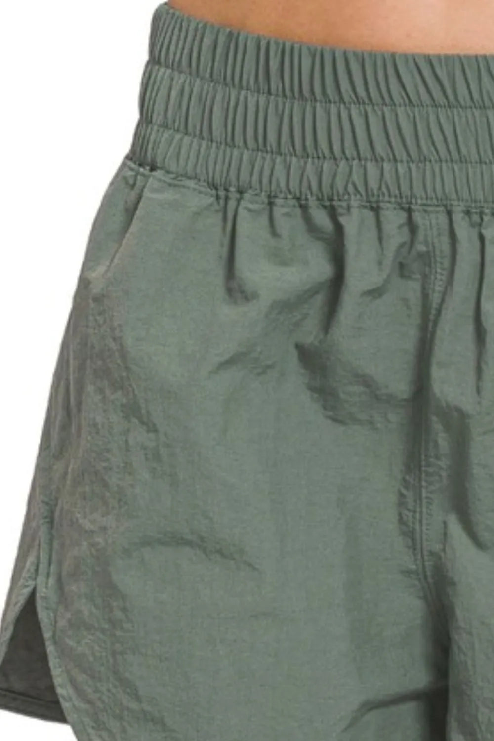 Zenana Windbreaker Smocked Waistband Running Shorts - Fashorio