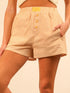 Striped High-Waist Shorts Pastel Yellow - Fashorio