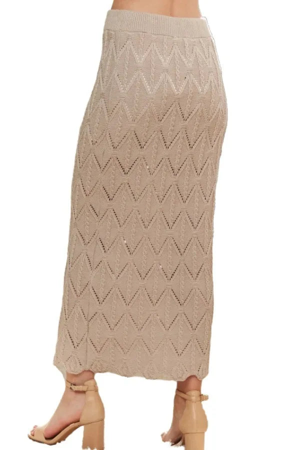 ADORA Scallop Trim Detail Knit Skirt - Fashorio