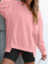 Notched Long Sleeve Oversized Sweatshirt - Fashorio