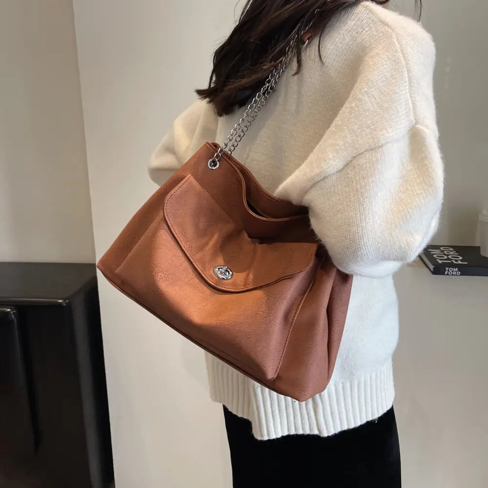 PU Leather Shoulder Bag - Fashorio