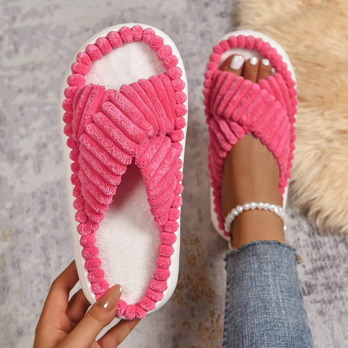 Crisscross Open Toe Platform Slippers - Fashorio