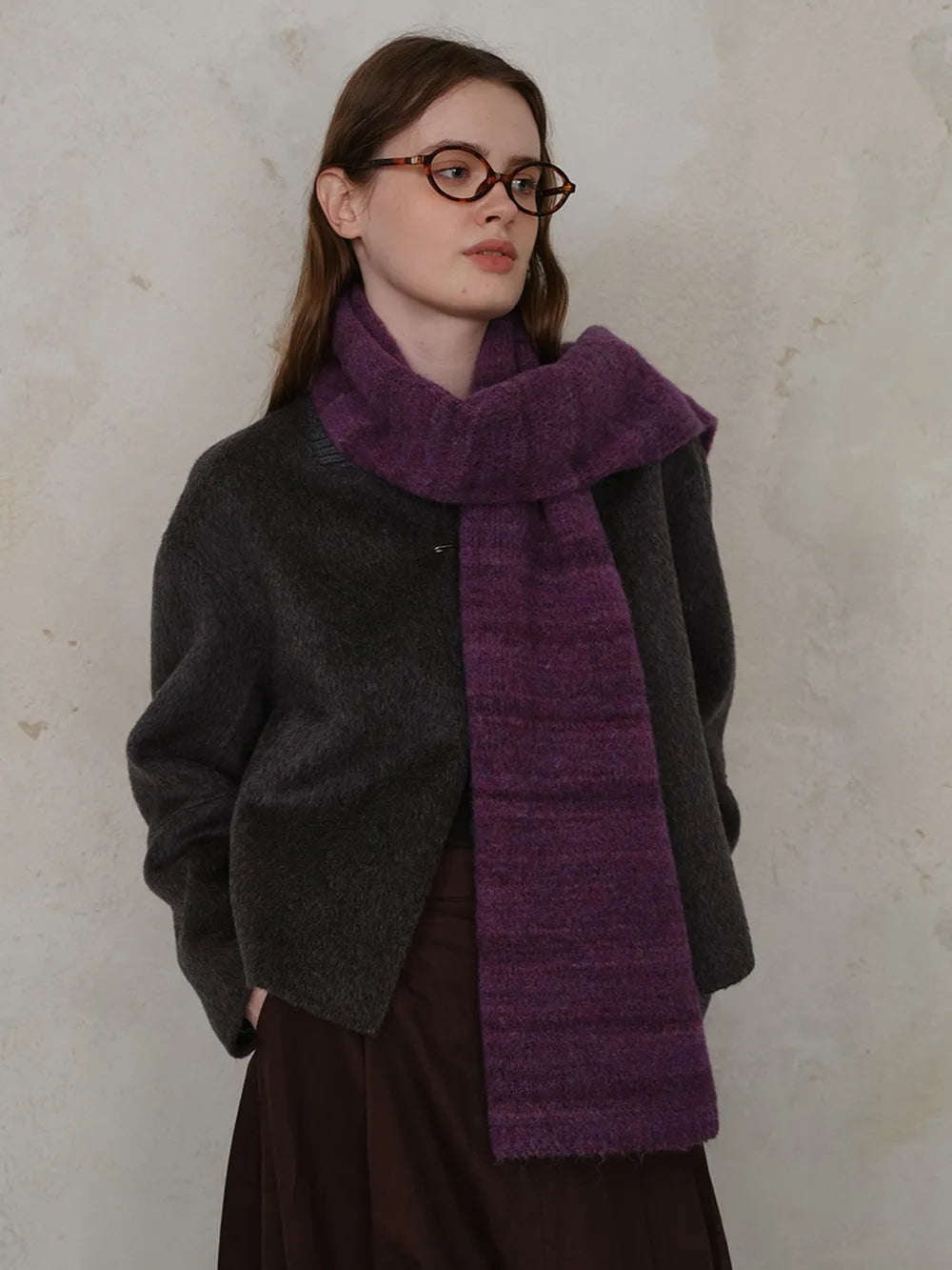 Striped Detail Knit Scarf - Fashorio