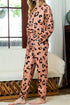 Leopard Round Neck Top and Drawstring Pants Lounge Set - Fashorio
