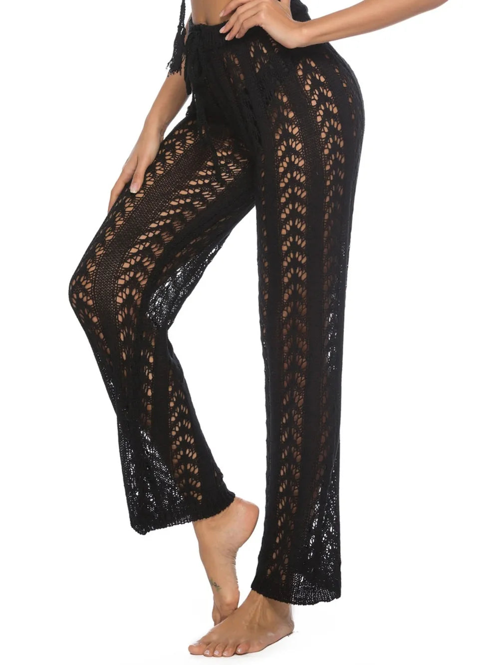 Cutout Drawstring High Waist Swim Pants - Fashorio