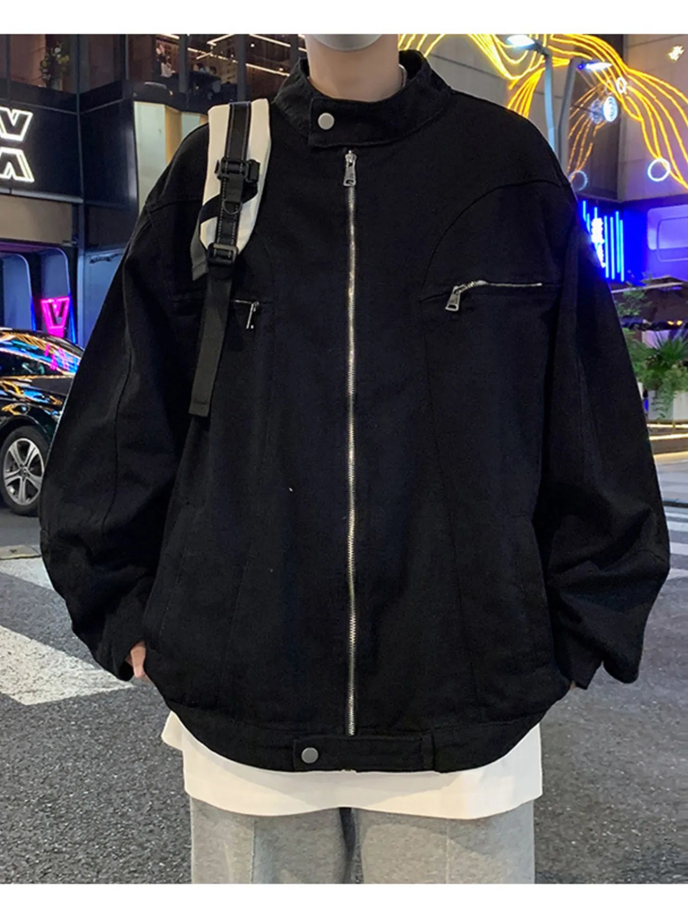 Men's Plus Size Zip Up Oversized Denim Jacket - Fashorio