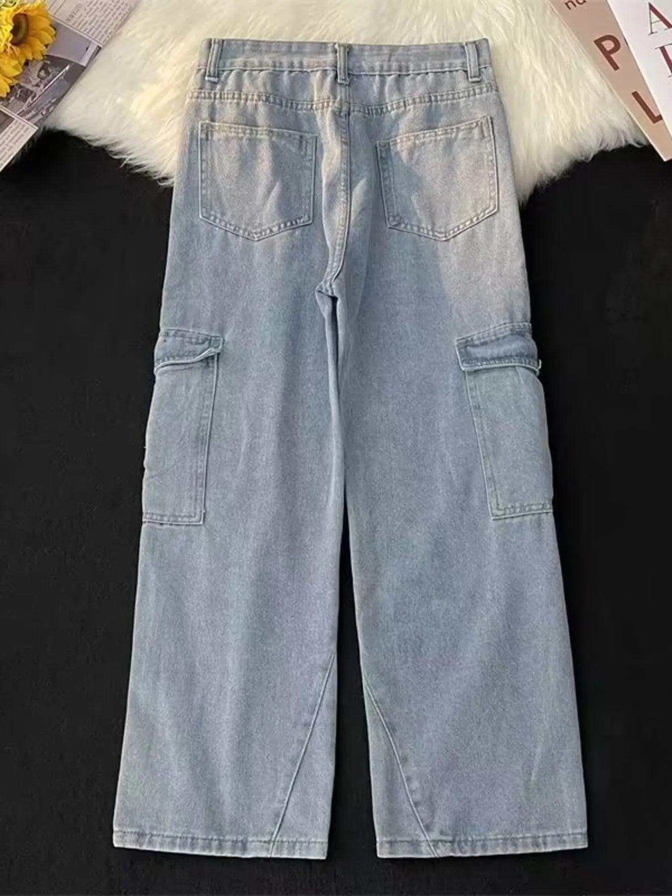 Men's Full Size Washed Cargo Utility Jeans Plus Size - Fashorio