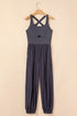 Cutout Square Neck Wide Strap Active Jumpsuit - Fashorio