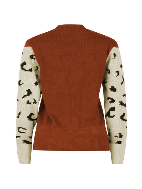 Leopard Round Neck Sweater - Fashorio