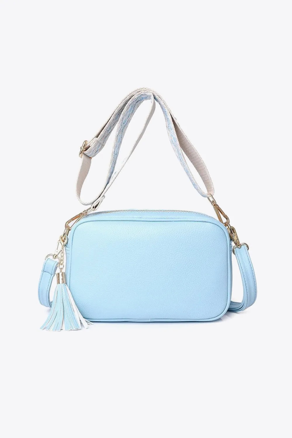 PU Leather Tassel Crossbody Bag Sky Blue One Size - Fashorio