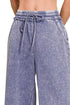 Zenana Acid Wash Fleece Palazzo Sweatpants with Pockets - Fashorio