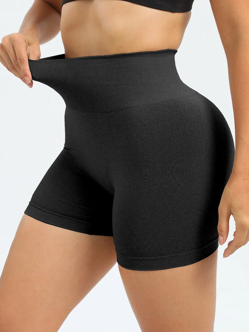 High Waist Active Shorts Black - Fashorio