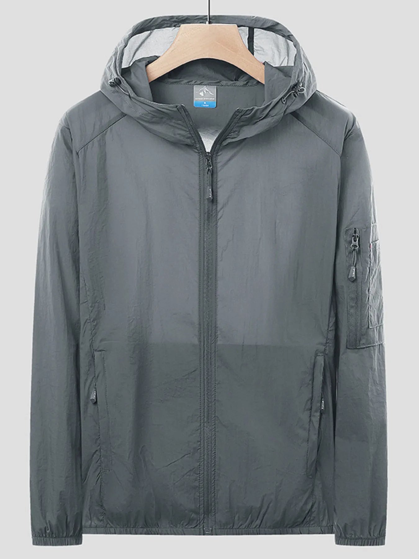 Men's Plus Size Zip Up Long Sleeve Hooded Jacket Gray - Fashorio
