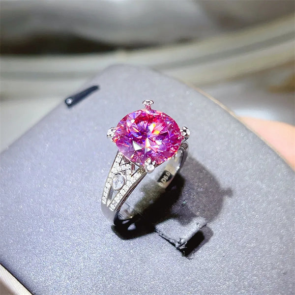 5 Carat Moissanite 925 Sterling Silver Ring Pink Purple - Fashorio