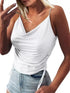 Side Drawstring Ruched Cami White - Fashorio