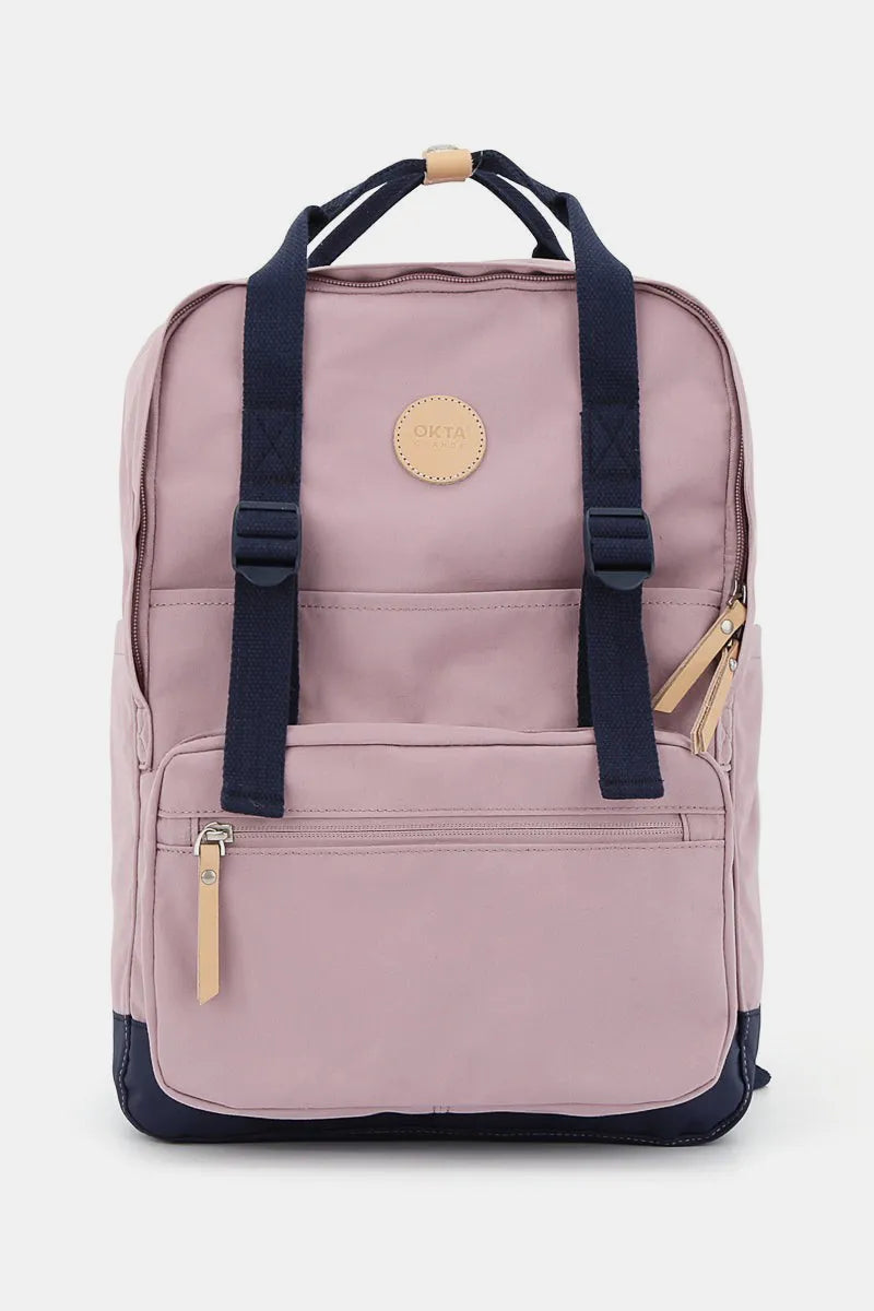 Himawari Waterproof Canvas Backpack Bag with Side Pockets Light Mauve One Size - Fashorio