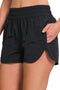 Zenana Windbreaker Smocked Waistband Running Shorts BLACK - Fashorio