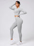 Back Crisscross Round Neck Long Sleeve Top and Leggings Active Set - Fashorio