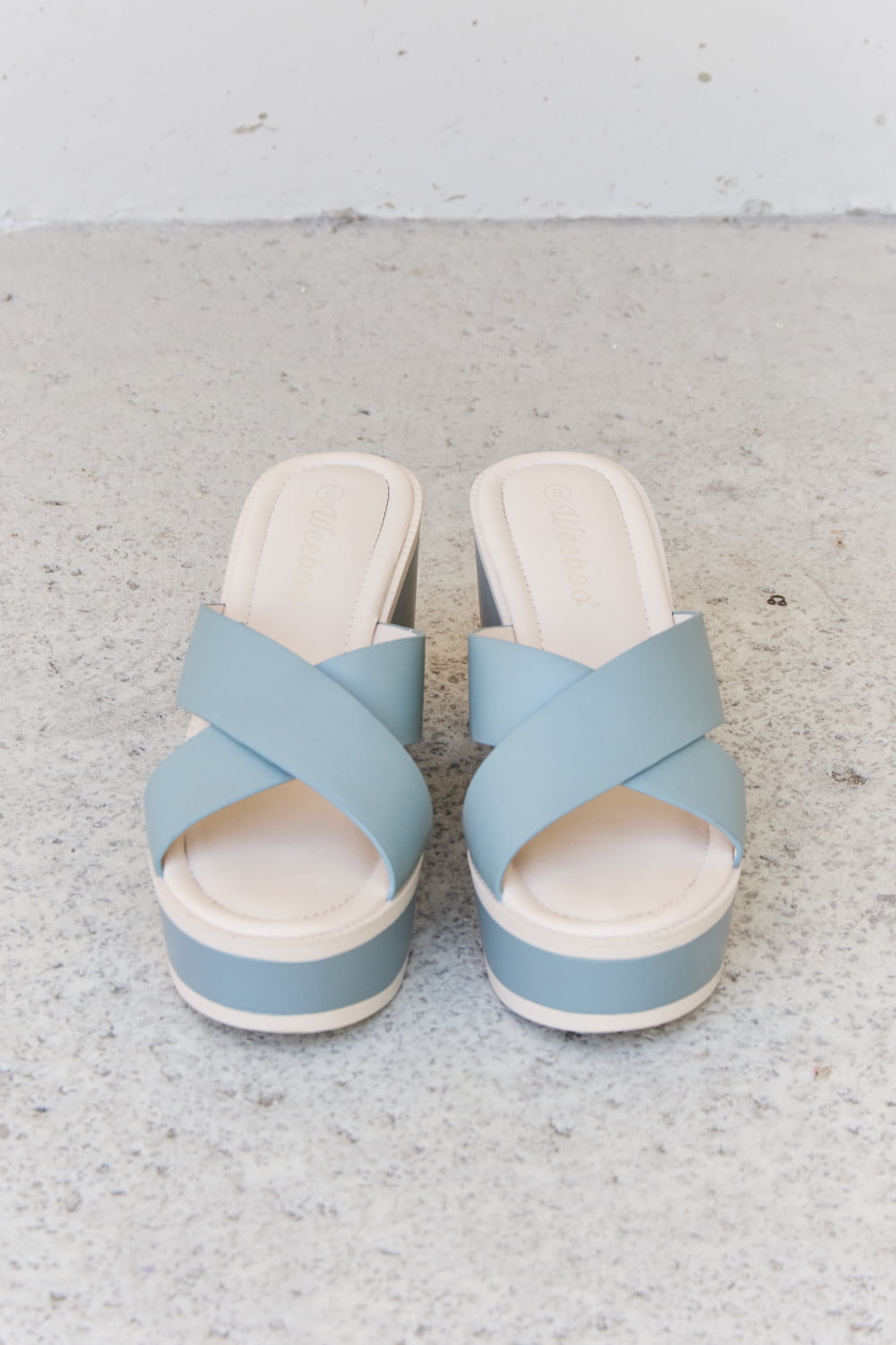 Weeboo Cherish The Moments Contrast Platform Sandals in Misty Blue - Fashorio