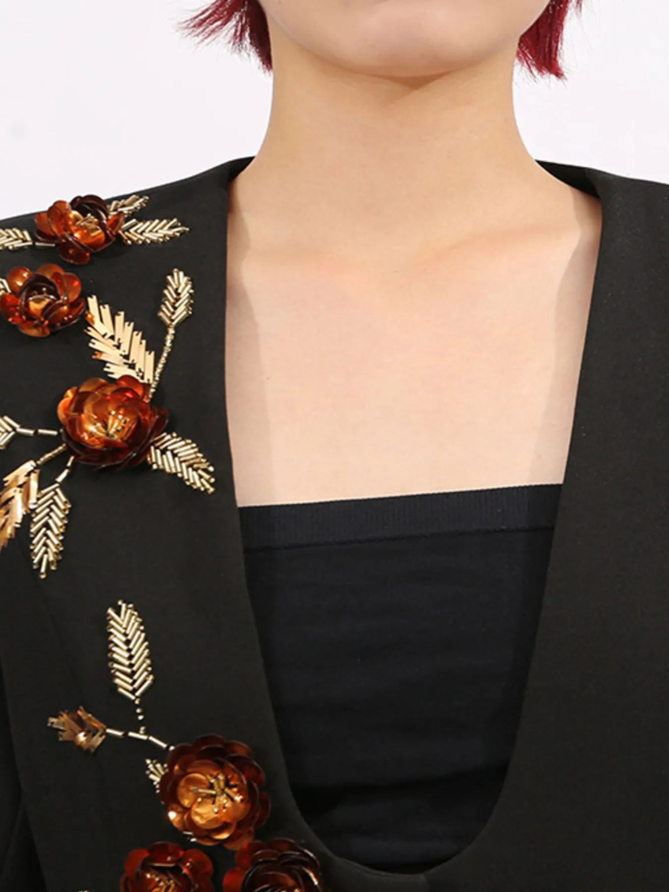 Embroidered Long Sleeve Blazer - Fashorio