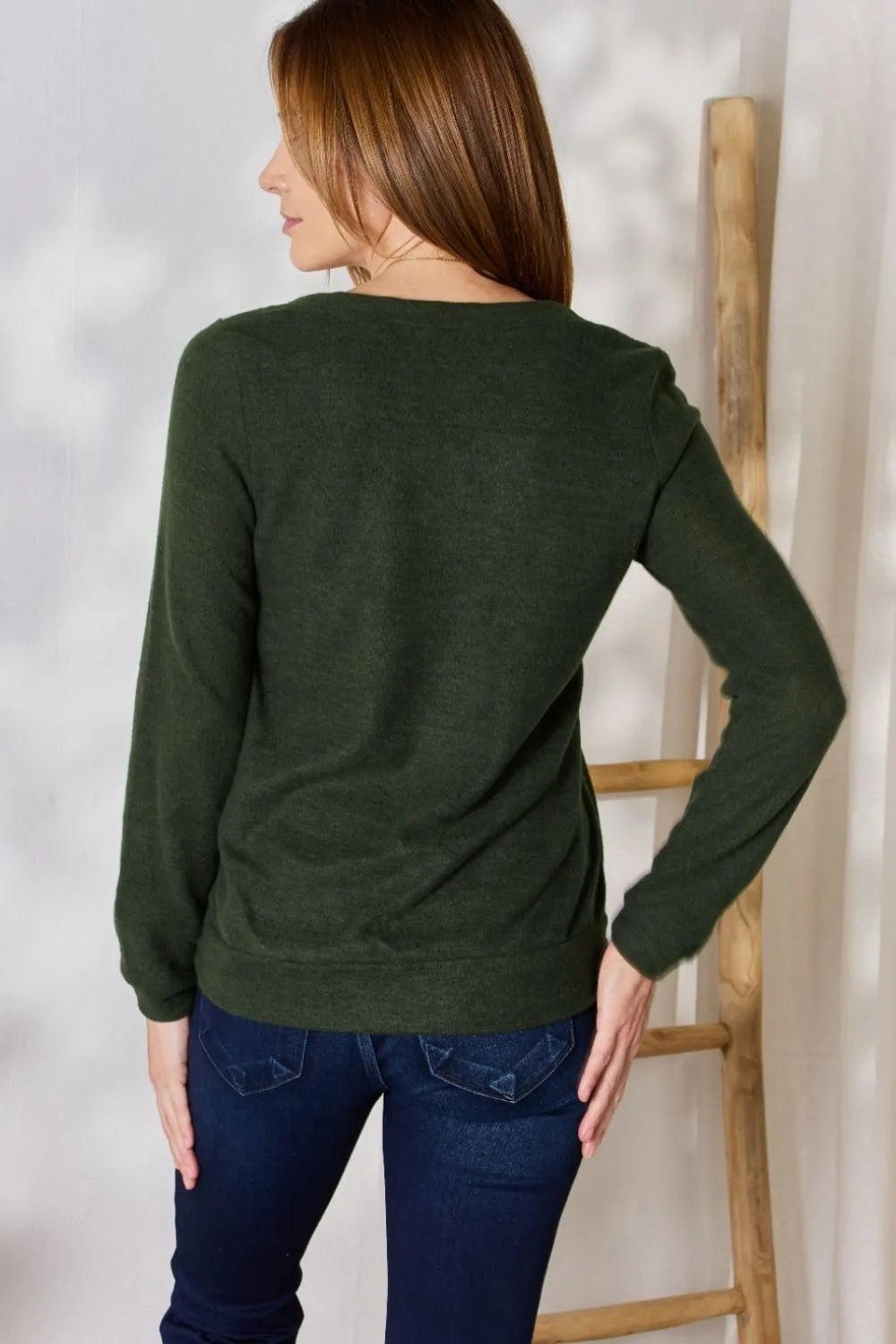 Hailey & Co Full Size Colorblock V-Neck Blouse - Fashorio