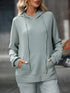 Textured Drawstring Long Sleeve Hoodie Sage - Fashorio