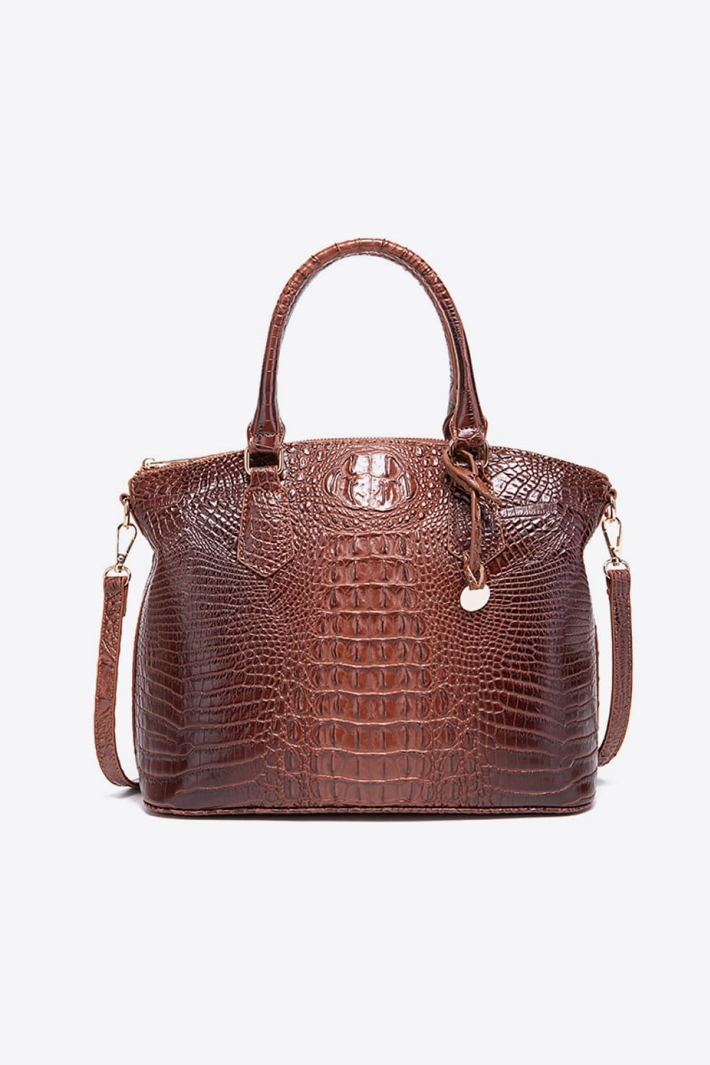 PU Leather Handbag Dark Brown One Size - Fashorio