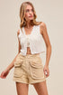 SO ME Mineral Washed Terry High Rise Cargo Shorts - Fashorio